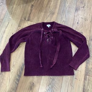 Merlot laced neck Umgee sweater sz Small